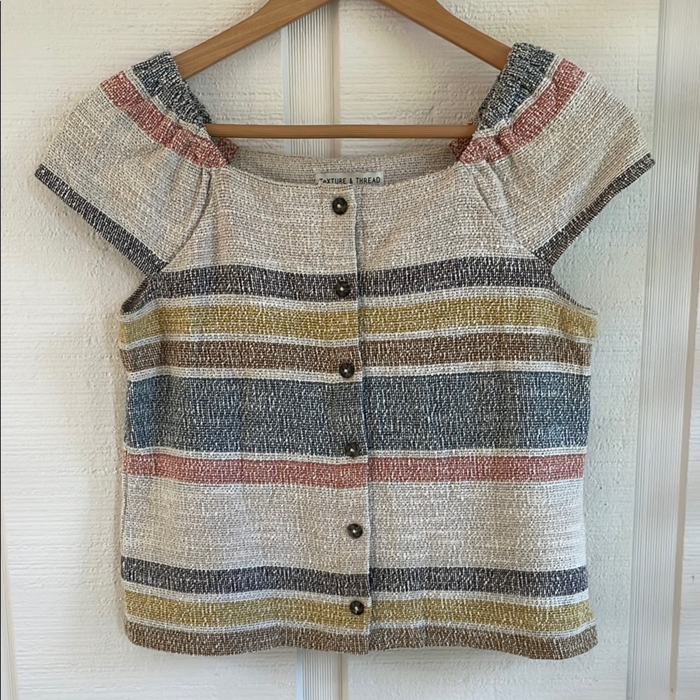 Madewell Texture & Thread Multicolor Striped Button-Up Top